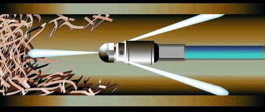 Hydro-Jetting Roots in Pipe